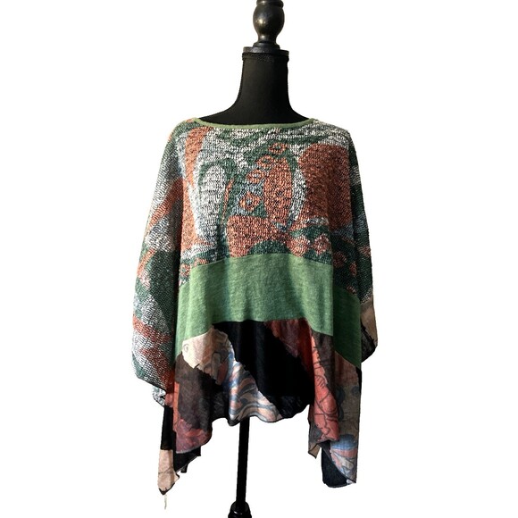 Palila San Francisco Unique Vibrant Art to Wear Tunic Textured Shark Bite‎ Hem L - Picture 1 of 7